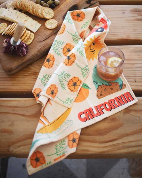 California Kitchen & Tea Towel featuring vibrant designs, perfect for cleaning, drying, and adding style to your kitchen.
