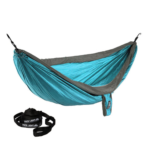 Double Hammock & Pro Hanging Straps Bundle in teal color with hanging straps for easy setup.