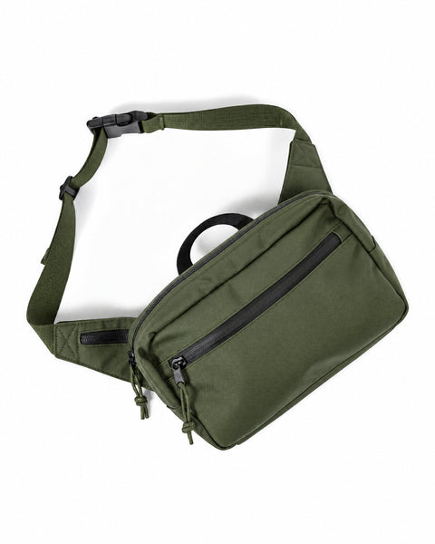 Olive green Everyday Fanny Pack (Fern) with multiple pockets and adjustable strap, suitable for errands, travel, and daily use.
