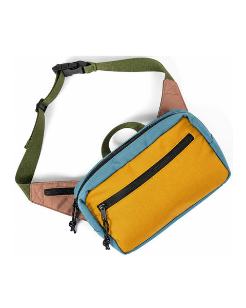 Everyday Fanny Pack (Golden Hour) with waterproof zippers and spacious design, versatile wear options, ideal for travel and errands.