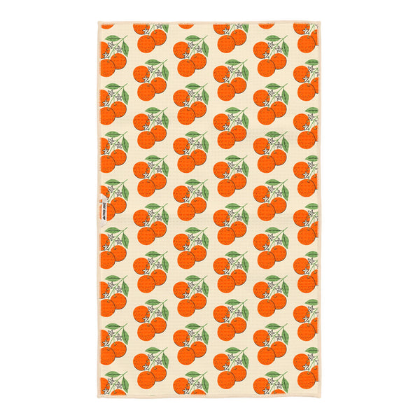 Florida Kitchen & Tea Towel with vibrant orange design, eco-friendly and super absorbent, perfect for modern kitchens.
