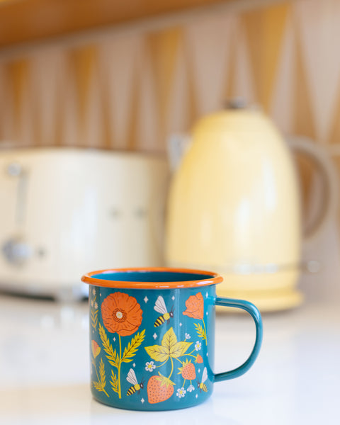 Garden Buzz Enamel Mug 16oz