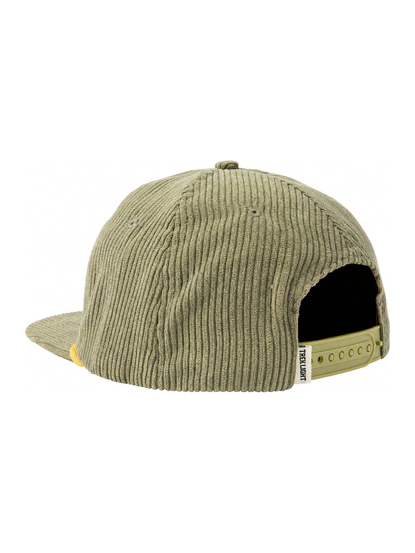 Back view of the Grateful Every Day corduroy snapback hat by Trek Light with stylish vent holes and adjustable fit.