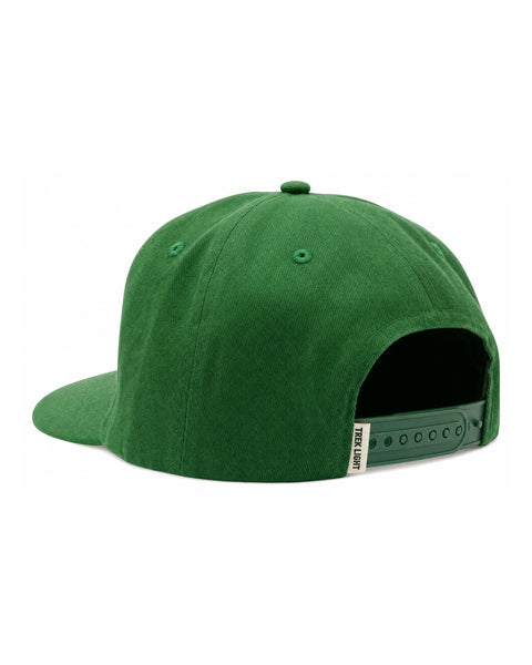 Homegrown Dad Hat (Tractor Green) back view showing adjustable strap and flat-brim design.