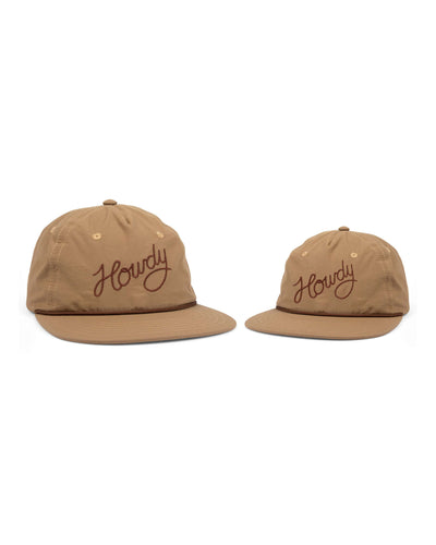 Matching Howdy Hats for adults and kids in tan color. Perfect Twinsie set for your mini-me. Stylish matching hats for fun adventures. By Trek Light.
