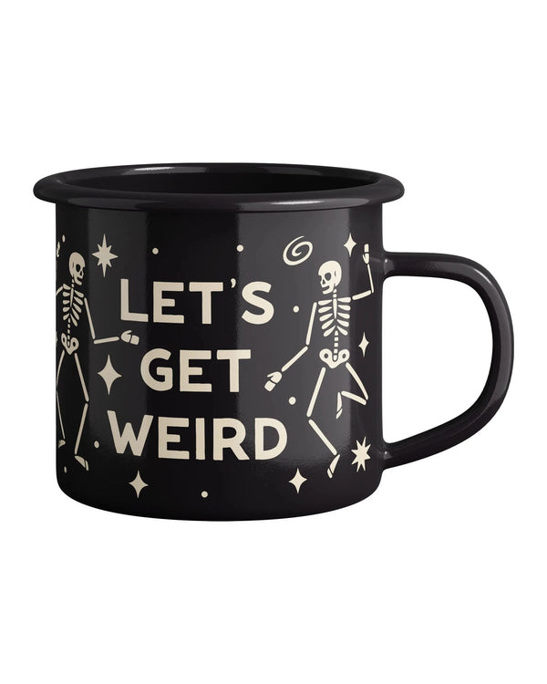 Let's Get Weird Mug - Enamel 16oz Mug featuring skeleton design and vintage styling.