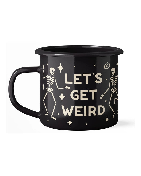 Let's Get Weird Mug - Enamel 16oz Mug featuring playful skeleton design.
