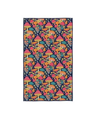 Colorful Midnight Mushroom Kitchen & Tea Towel with vibrant double-sided design, eco-friendly, super absorbent grip-tex fabric.