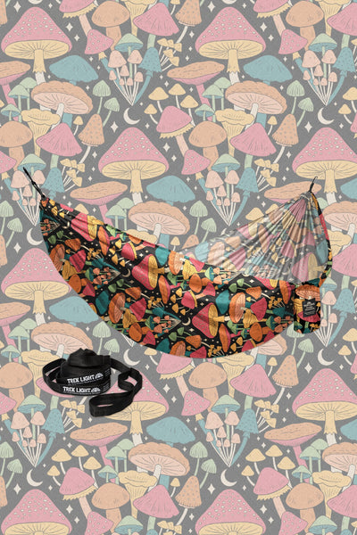 Double Hammock & Pro Hanging Straps (Midnight Mushroom Print)