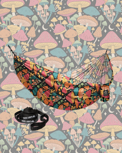 Double Hammock & Pro Hanging Straps (Midnight Mushroom Print)