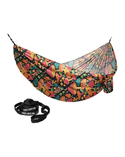 Double Hammock & Pro Hanging Straps (Midnight Mushroom Print)