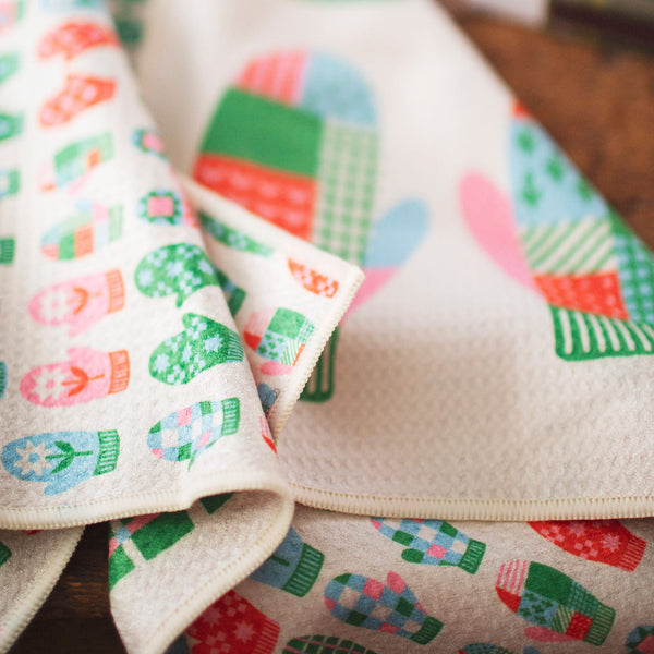 Mittens Kitchen & Tea Towel with vibrant double-sided design, made from recycled materials, featuring super absorbent Grip-Texβ’ fabric.