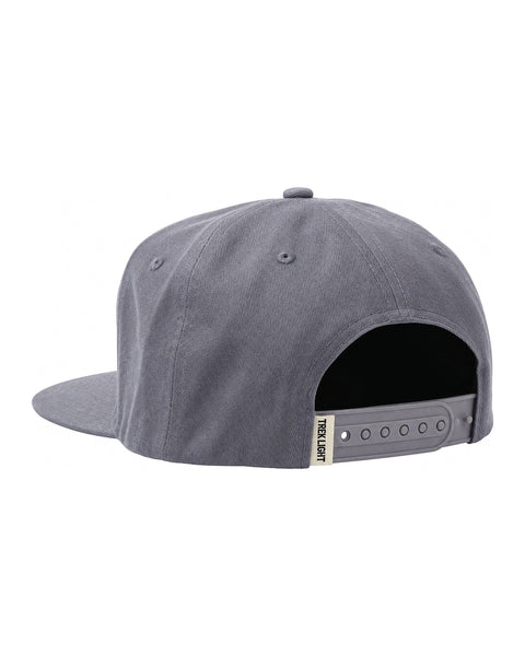 Back view of a gray Support Live Music Hat showcasing adjustable strap and 5-panel design.