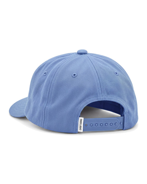 Back view of the Support Live Music Hat, a gray twill snapback cap with a lightly curved brim and a small tag, on white.