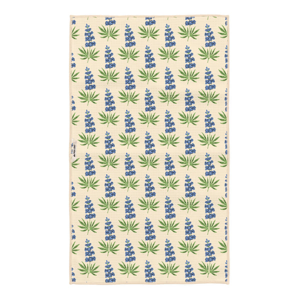 Texas Kitchen & Tea Towel with blue floral pattern, eco-friendly and super absorbent, perfect for any kitchen or dining space.