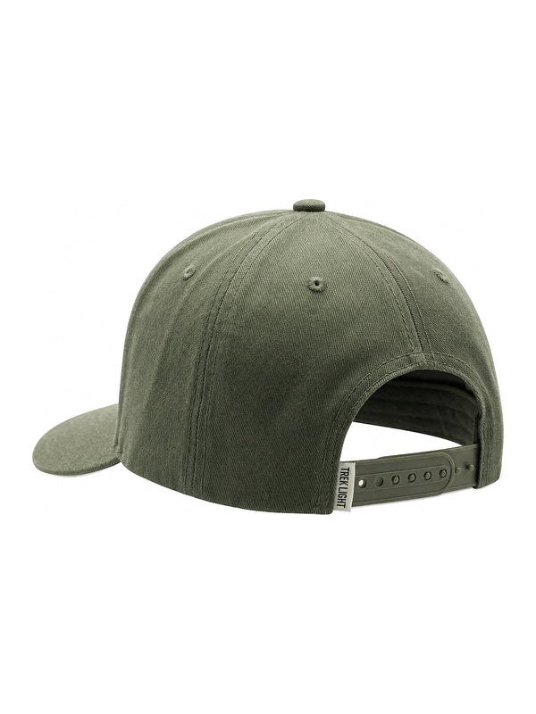 Back view of 'These Are The Good Ol' Days Hat' in olive green with adjustable strap for a comfortable fit and durable design.
