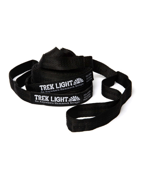 Portable Trek Light Go Anywhere Hammock Straps coiled and ready for adventure, lightweight and easy to use, perfect for any journey.