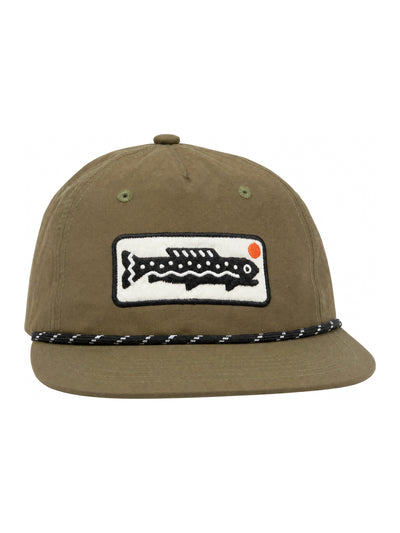 Trout Lover Gift Set Trout Hat with fish logo and braided brim for fishing enthusiasts.
