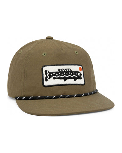 Trout Lover Gift Set Trout Hat with fish logo and braided brim for fishing enthusiasts.