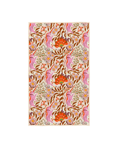 Unicorns In The Wild Kitchen Tea Towel with vibrant floral design on a white background.