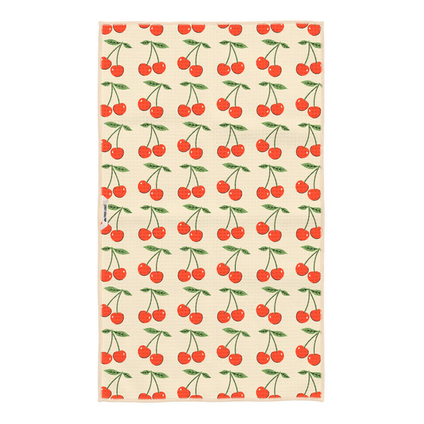 Washington Kitchen & Tea Towel in cherry design, made from 100% recycled materials, featuring absorbent Grip-Tex™ fabric.