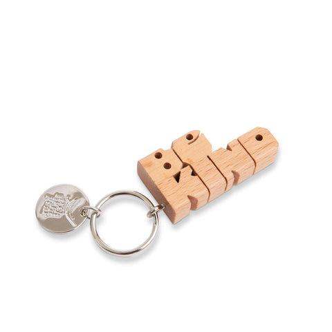 BE KIND wood keychain by Trek Light, 2x1x0.5 inches, featuring nickel split-ring hardware. Perfect gift accessory for any occasion.