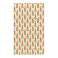Back of Alaska kitchen tea towel with repeating red fireweed flower pattern on cream Grip-Tex fabric