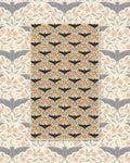 Bats & Blooms Kitchen & Tea Towel with black bats among tan and peach flowers