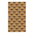 Reverse side of Bats & Blooms tea towel in golden mustard with black bats, white blooms and Trek Light tag