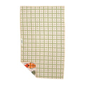 Beetlemania kitchen dish towel with green checkered pattern and vibrant beetle design in corner, eco-friendly and super absorbent