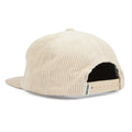 Trek Light Big Fan Of Fun Hat, beige corduroy snapback with flat brim, stylish vent holes, and adjustable fit for comfort.