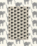 Black Cats Kitchen & Tea Towel with black arched-back cats in rows on a cream background