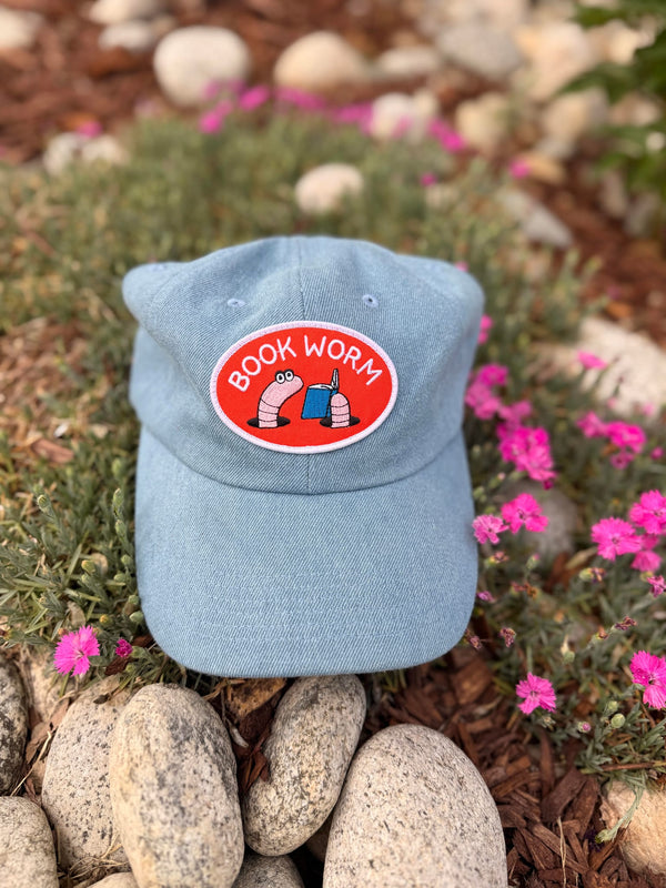 Book Worm Hat featuring a playful worm design, perfect for book lovers and casual wear.