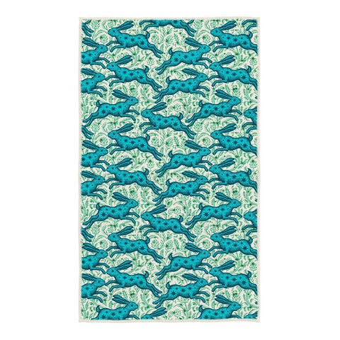 Bunnies On Parade Kitchen Tea Towel with vibrant double-sided design, made from eco-friendly materials and featuring super absorbent fabric.