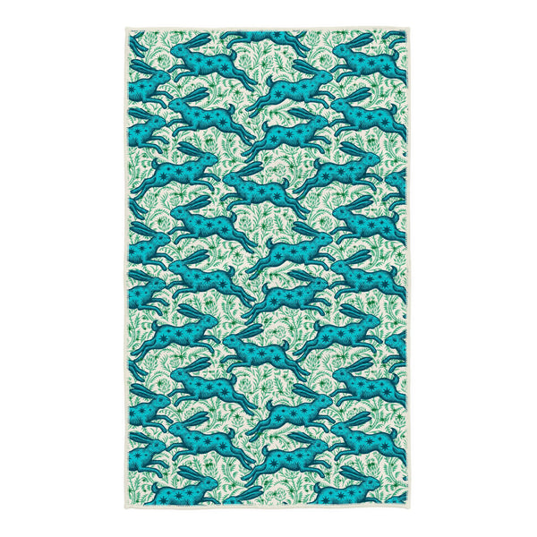 Bunnies On Parade Kitchen Tea Towel with vibrant double-sided design, made from eco-friendly materials and featuring super absorbent fabric.