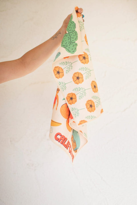 California Kitchen & Tea Towel with vibrant designs, eco-friendly fabric, and super absorbent features.