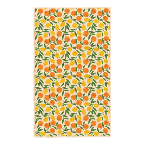 Citrus Saved Me Kitchen Tea Towel with vibrant citrus fruit pattern; eco-friendly and super absorbent, perfect for spills and drying.
