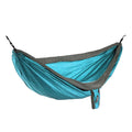 Double Hammock (Aqua & Charcoal) - Hanging Straps Sold Separately, ultra-strong and packable design.