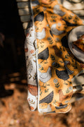Farmhouse Chicken Kitchen & Tea Towel featuring colorful chicken designs on a vibrant background.