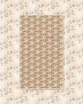 Ghost Garden Kitchen & Tea Towel with small ghosts and flowers in tan and brown tones
