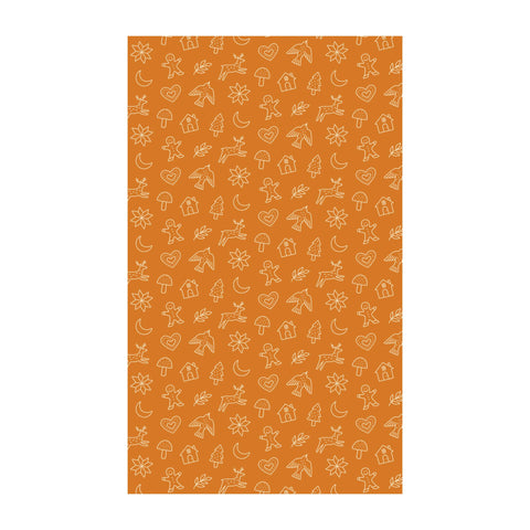 Gingerbread-themed kitchen towel made from recycled materials with a vibrant pattern, ideal as tea, dish, or hand towel.