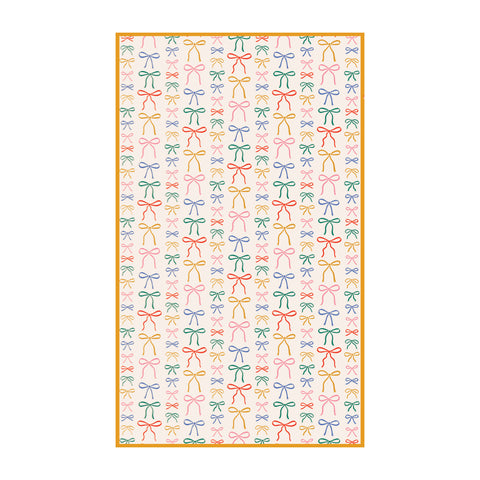 Holiday Bows Kitchen & Tea Towel with vibrant bow pattern, eco-friendly, super absorbent, quick-drying, and perfect for any kitchen.