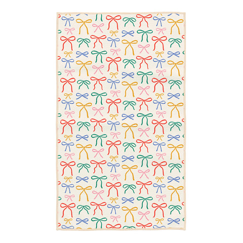 Holiday Bows Kitchen & Tea Towel with colorful bows pattern, eco-friendly recycled material, quick-drying and absorbent.