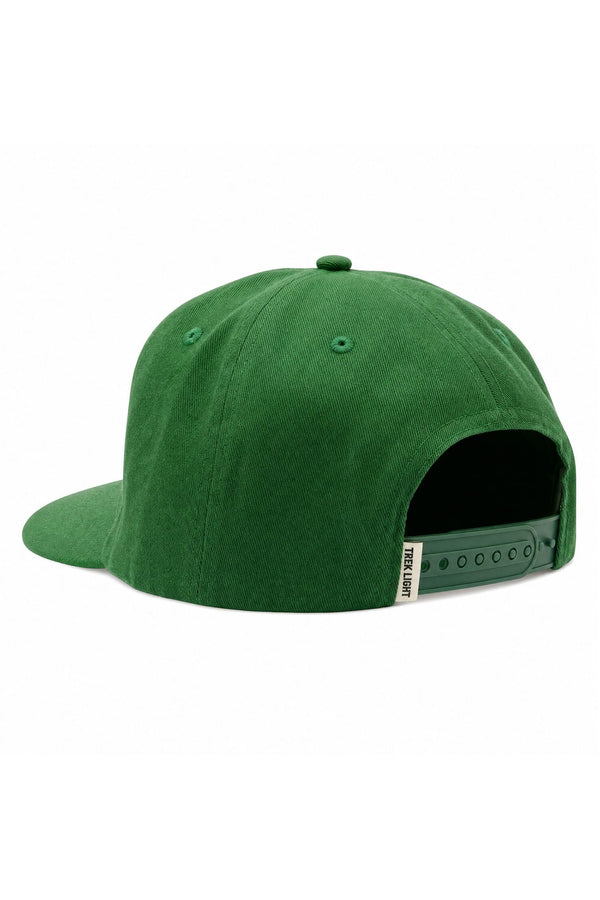 Homegrown Dad Hat (Tractor Green) back view showing adjustable strap and flat-brim design.