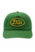 Homegrown Dad Hat (Tractor Green) featuring embroidered 'Dad' design on a low-profile flat-brim cap.