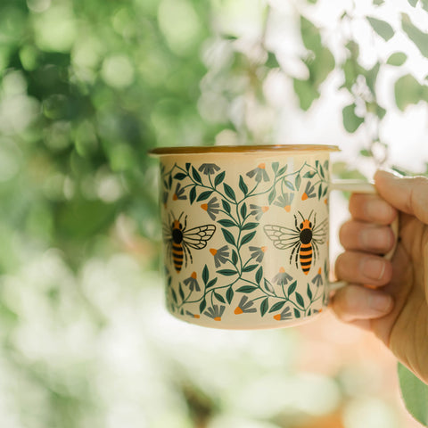 Honey Bee Enamel Mug 16oz