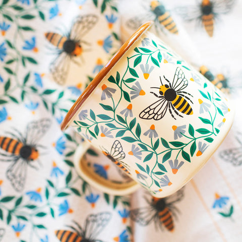 Honey Bee Enamel Mug 16oz
