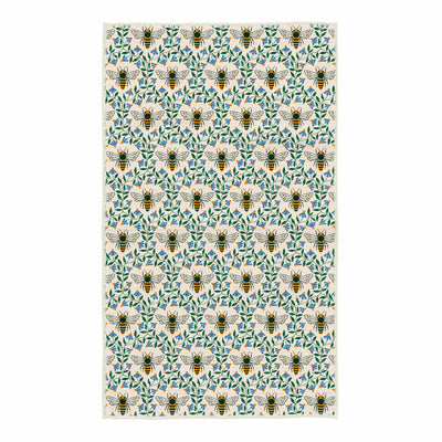 Vibrant floral honey bee design on eco-friendly Honey Bee Kitchen & Tea Towel with super absorbent Grip-Tex™ fabric.