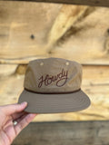 Howdy Hat in hand, featuring a stylish design with embroidered 'Howdy', perfect for festivals and everyday wear.