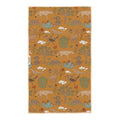 Joshua Tree tea towel in golden yellow with desert wildlife pattern, quick-dry absorbent fabric for kitchen and home